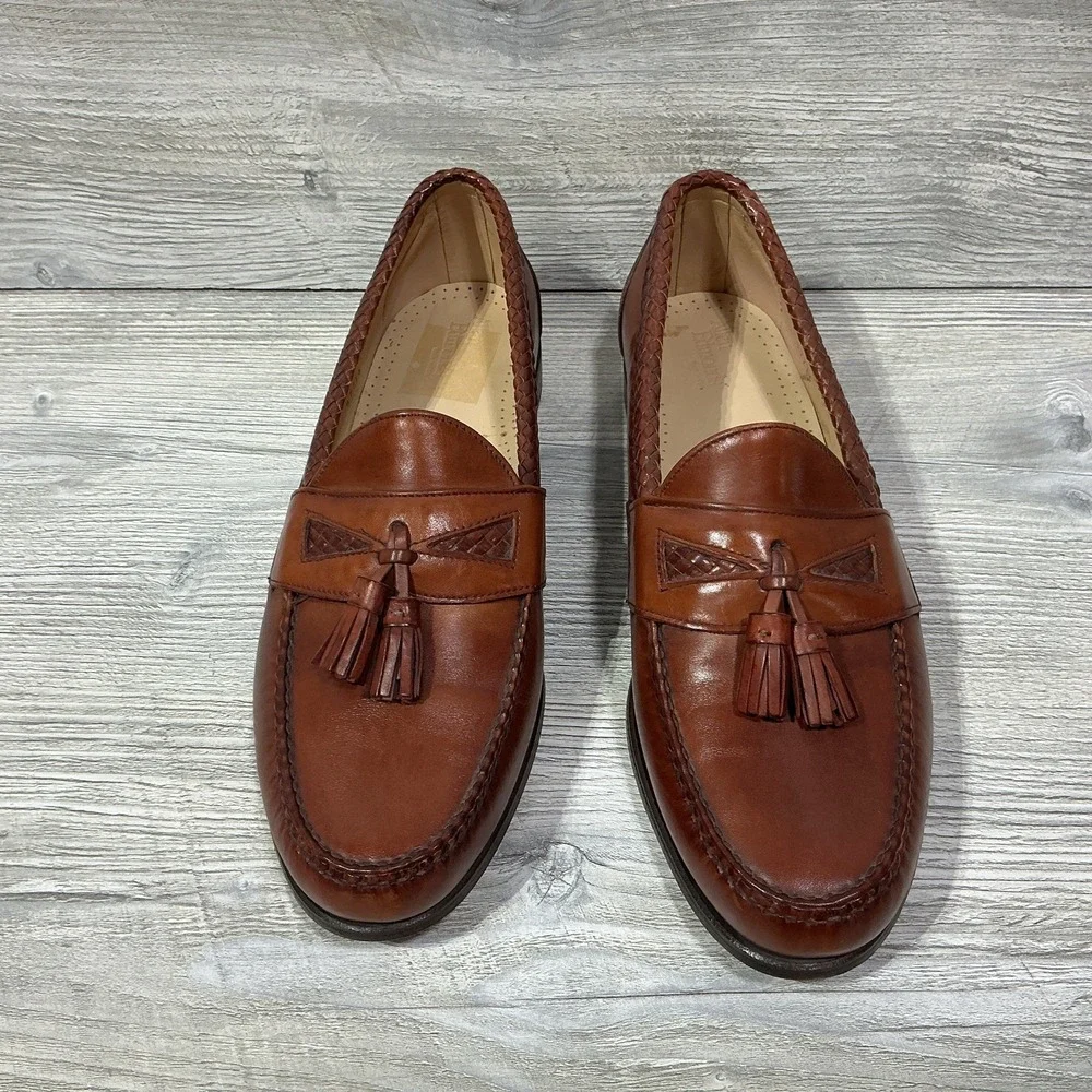 Allen Edmonds Maxfield Shoes Mens Size 11.5D Brown Leather Tassel Loafer Slip On